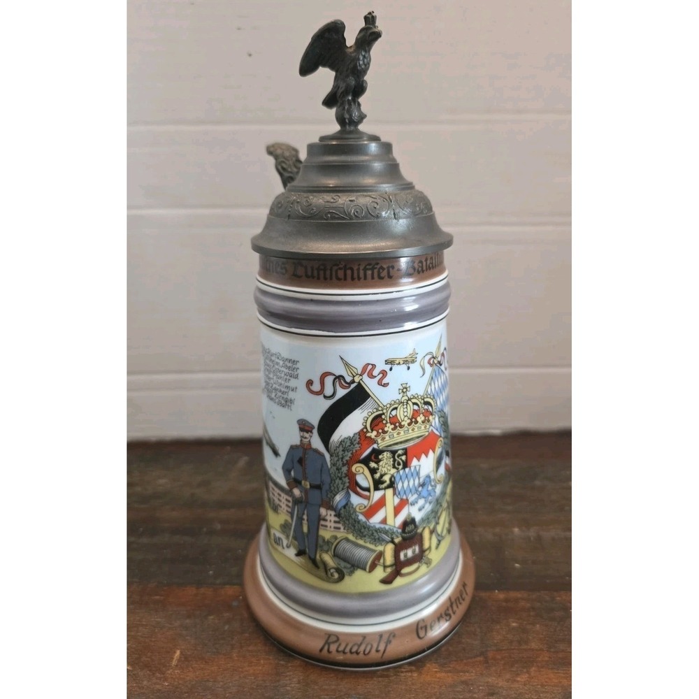 VTG Josef Kuba German Regimental Beer Stein Bayerisches Luftschiffer-Bataillon